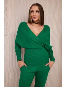 ModaMia Komplet swetrowy dwuczęściowy zielony