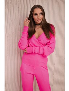 ModaMia Komplet swetrowy dwuczęściowy różowy neon