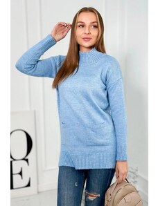 ModaMia Sweter ze stójką błękitny
