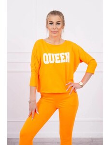 ModaMia Komplet z nadrukiem Queen pomarańczowy neon