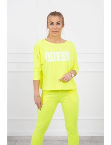 ModaMia Komplet z nadrukiem Queen żółty neon