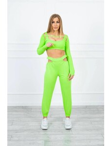 ModaMia Komplet z bluzką top zielony neon