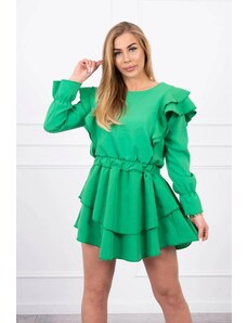 ModaMia Sukienka z pionowymi falbanami jasno zielona