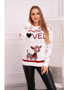 ModaMia Sweter świąteczny z napisem ecru