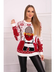ModaMia Sweter świąteczny z Mikołajem ecru