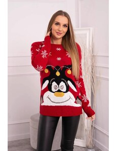 ModaMia Sweter świąteczny z reniferem czerwony
