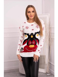 ModaMia Sweter świąteczny z reniferem ecru