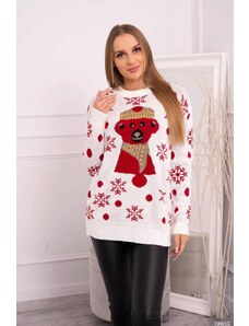 ModaMia Sweter świąteczny z misiem ecru