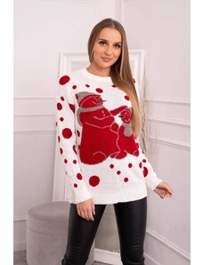 ModaMia Sweter świąteczny z bałwankami ecru