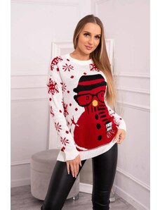 ModaMia Sweter świąteczny z bałwanem ecru