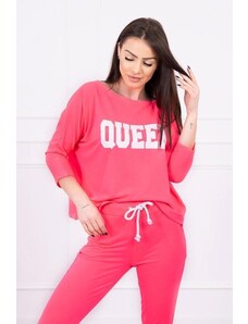 ModaMia Komplet z nadrukiem Queen różowy neon