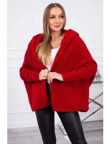 ModaMia Sweter z kapturem i rękawami typu nietoperz czerwony