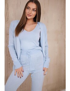 ModaMia Komplet sweterkowy 3-częściowy niebieski