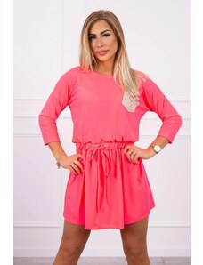 ModaMia Sukienka z cekinową kieszonką różowy neon