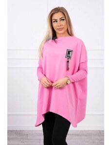 ModaMia Bluza oversize z asymetrycznymi bokami jasno różowa