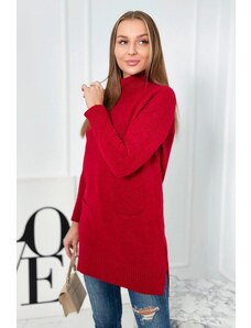 ModaMia Sweter ze stójką czerwony
