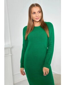 ModaMia Sweter Sukienka w prążek zielony