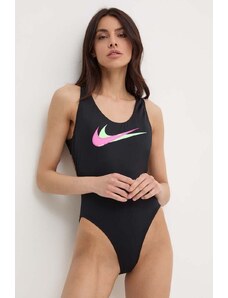 Nike jednoczęściowy strój kąpielowy Multi Logo kolor czarny miękka miseczka