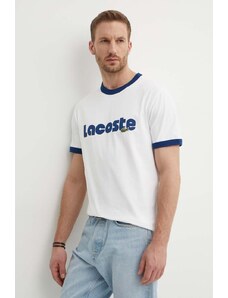Lacoste t-shirt bawełniany męski kolor biały wzorzysty