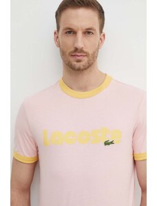 Lacoste t-shirt bawełniany męski kolor różowy wzorzysty