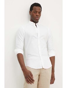 Polo Ralph Lauren koszula bawełniana męska kolor biały slim z kołnierzykiem button-down 710674095002