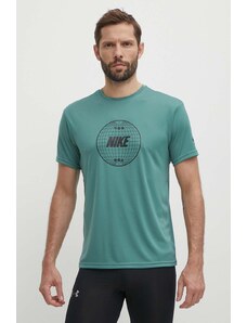 Nike t-shirt treningowy Lead Line kolor zielony z nadrukiem