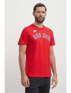 Nike t-shirt bawełniany Boston Red Sox męski kolor czerwony z nadrukiem