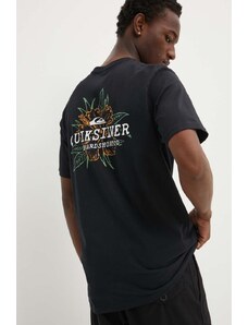 Quiksilver t-shirt bawełniany HIBISCUS męski kolor czarny z nadrukiem AQYZT09761