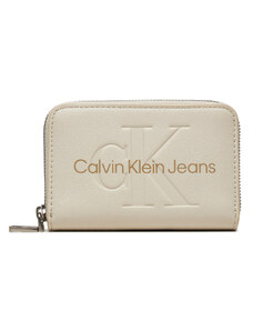 Mały Portfel Damski Calvin Klein Jeans Zip Around Mono K60K612255 Écru