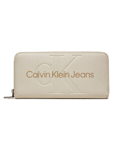 Duży Portfel Damski Calvin Klein Jeans K60K607634 Écru