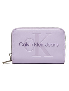 Mały Portfel Damski Calvin Klein Jeans Zip Around Mono K60K612255 Fioletowy