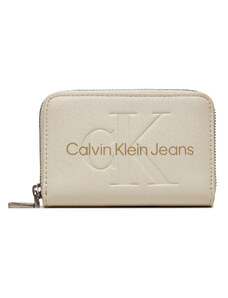 Calvin Klein Jeans Mały Portfel Damski Zip Around Mono K60K612255 Écru
