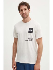 The North Face t-shirt sportowy Foundation Coordinates kolor beżowy z nadrukiem NF0A882ZV3L1