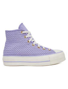 Converse Trampki Chuck Taylor All Star Lift Platform Knit Kadın Mor A13644C Fioletowy