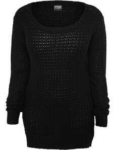 URBAN CLASSICS Ladies Long Wideneck Sweater - black