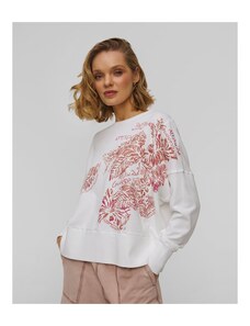 Biała Bluza Z Bawełny Organicznej Z Printem Damska Deha