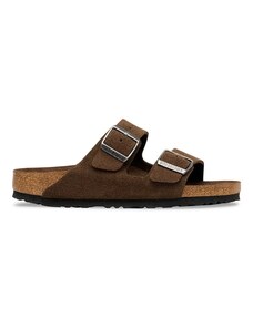 Birkenstock Arizona klapki na płaskim obcasie damskie zamszowe