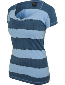 URBAN CLASSICS koszulka Ladies Dip Dye Stripe Tee - denimblue/skyblue