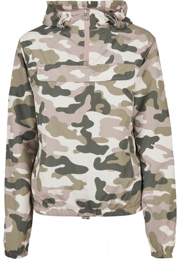 URBAN CLASSICS Ladies Camo Pull Over Jacket - duskrose camo