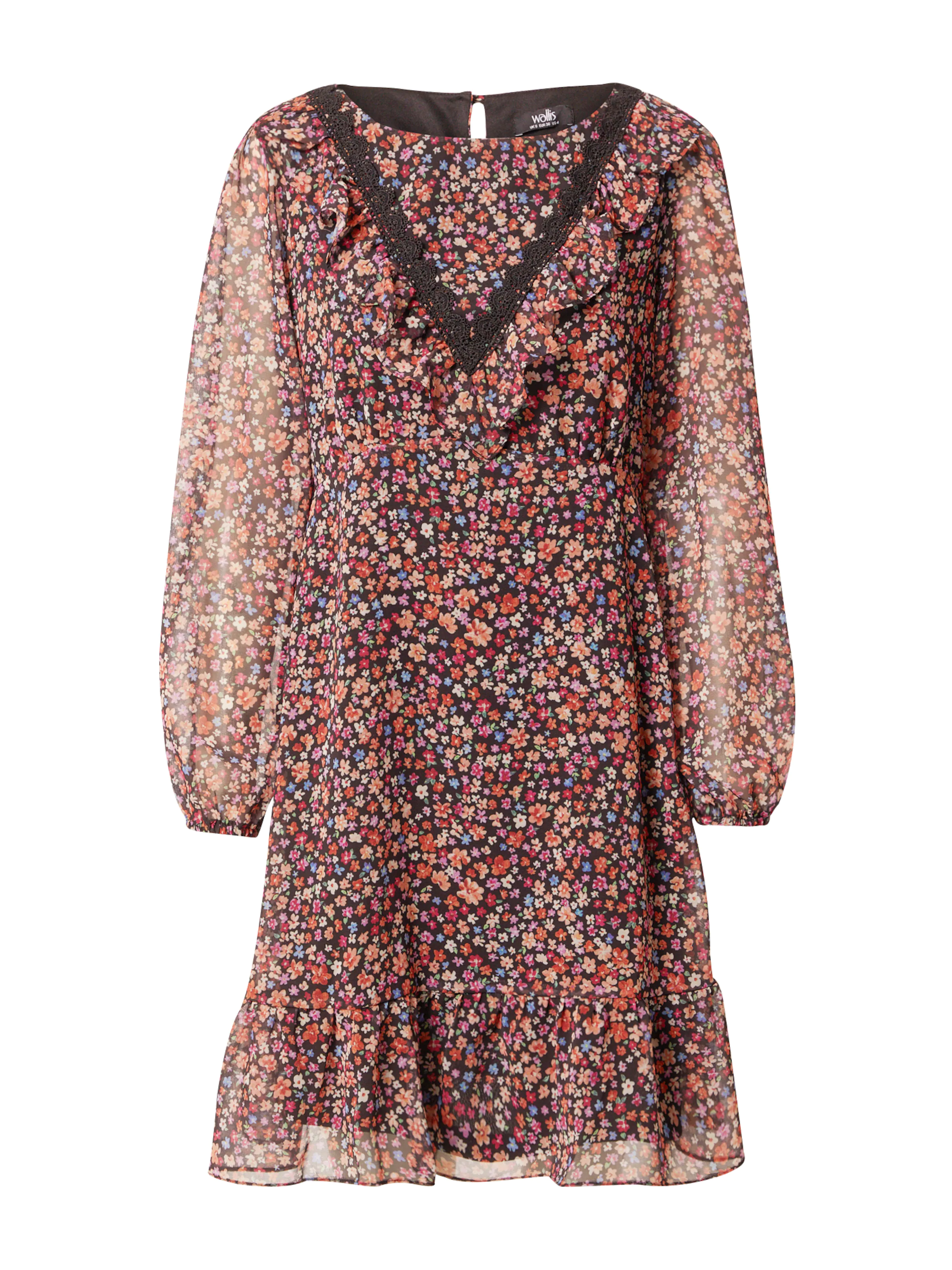 Wallis Sukienka koszulowa 'Ditsy' niebieski / trawa zielona / pomarańczowy / czerwony / czarny