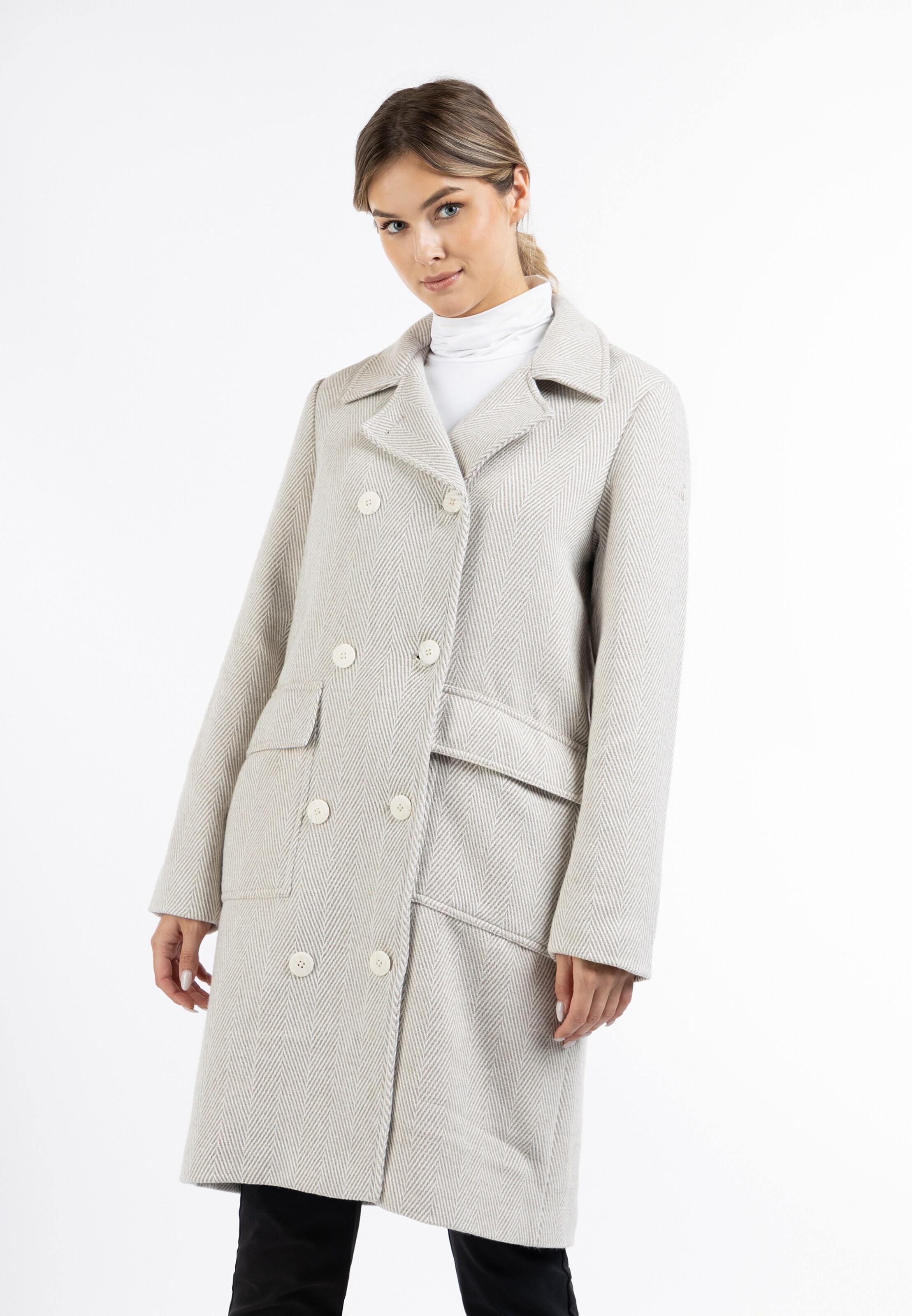 DreiMaster Klassik Płaszcz przejściowy beżowy / biały