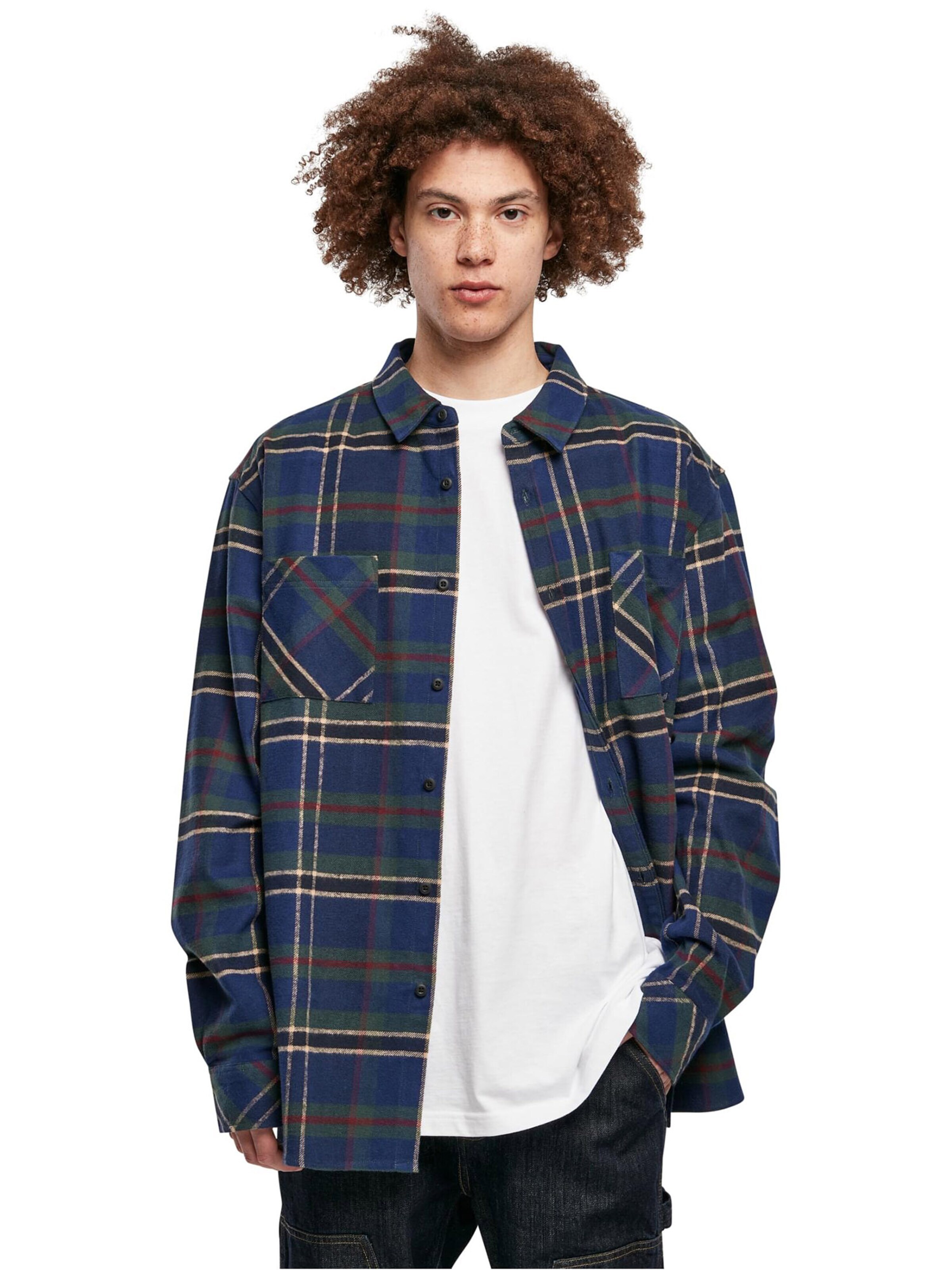 Urban Classics Koszula 'Mountain' ciemny niebieski / ciemnozielony / ciemnoczerwony / biały