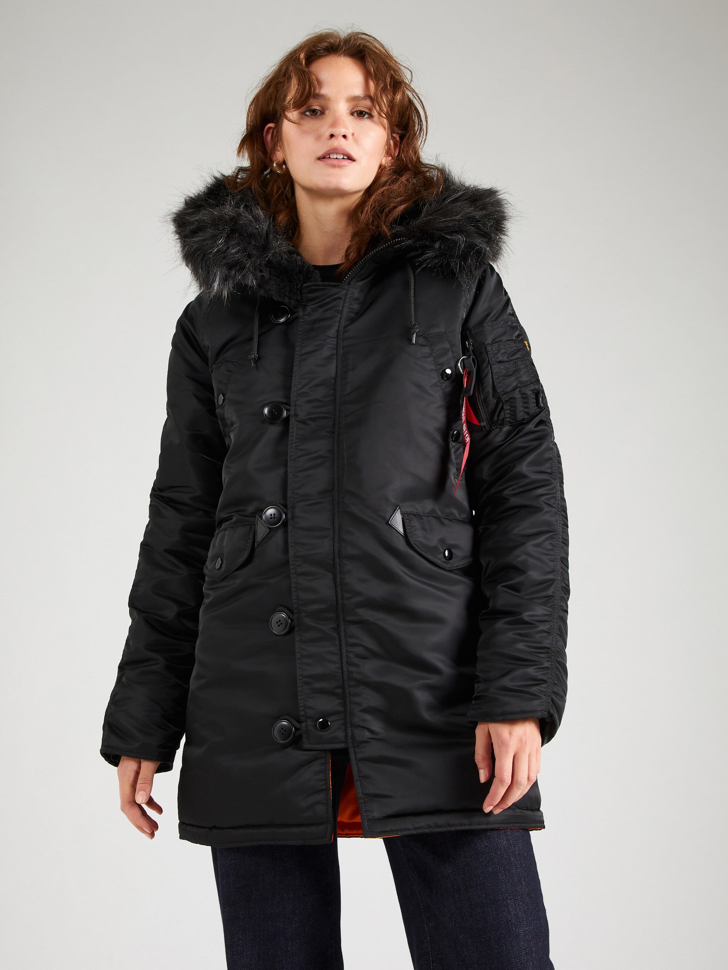 ALPHA INDUSTRIES Kurtka zimowa czerwony / czarny / biały