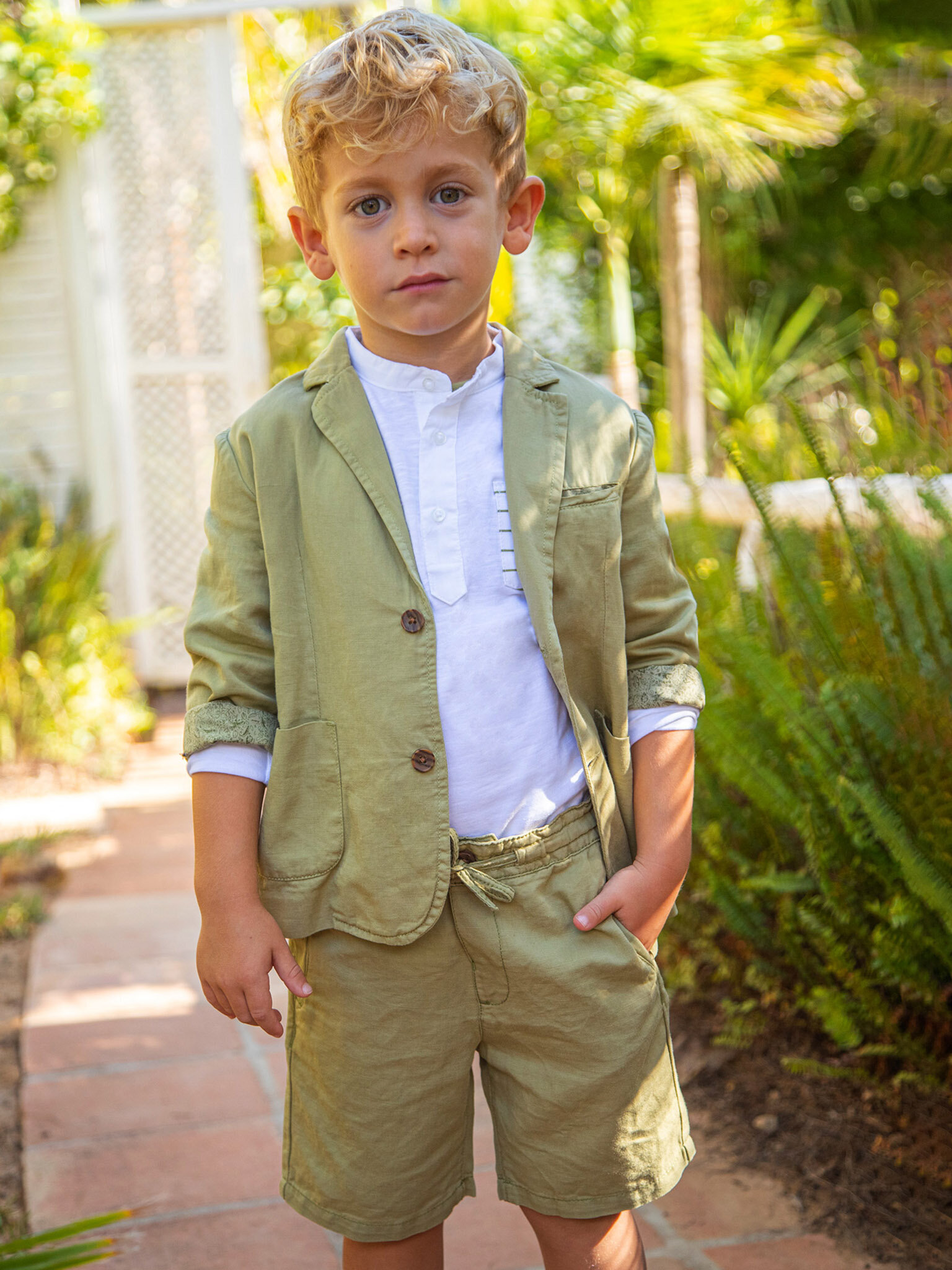 Mayoral Szorty materiałowe 3221 Zielony Regular Fit