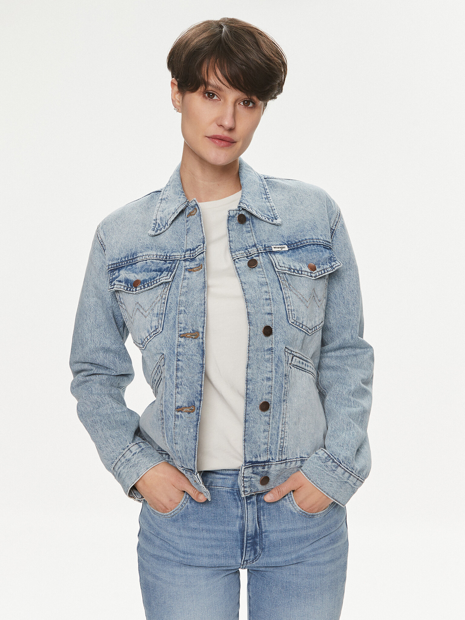 Wrangler Kurtka jeansowa Heritage 112350342 Niebieski Regular Fit