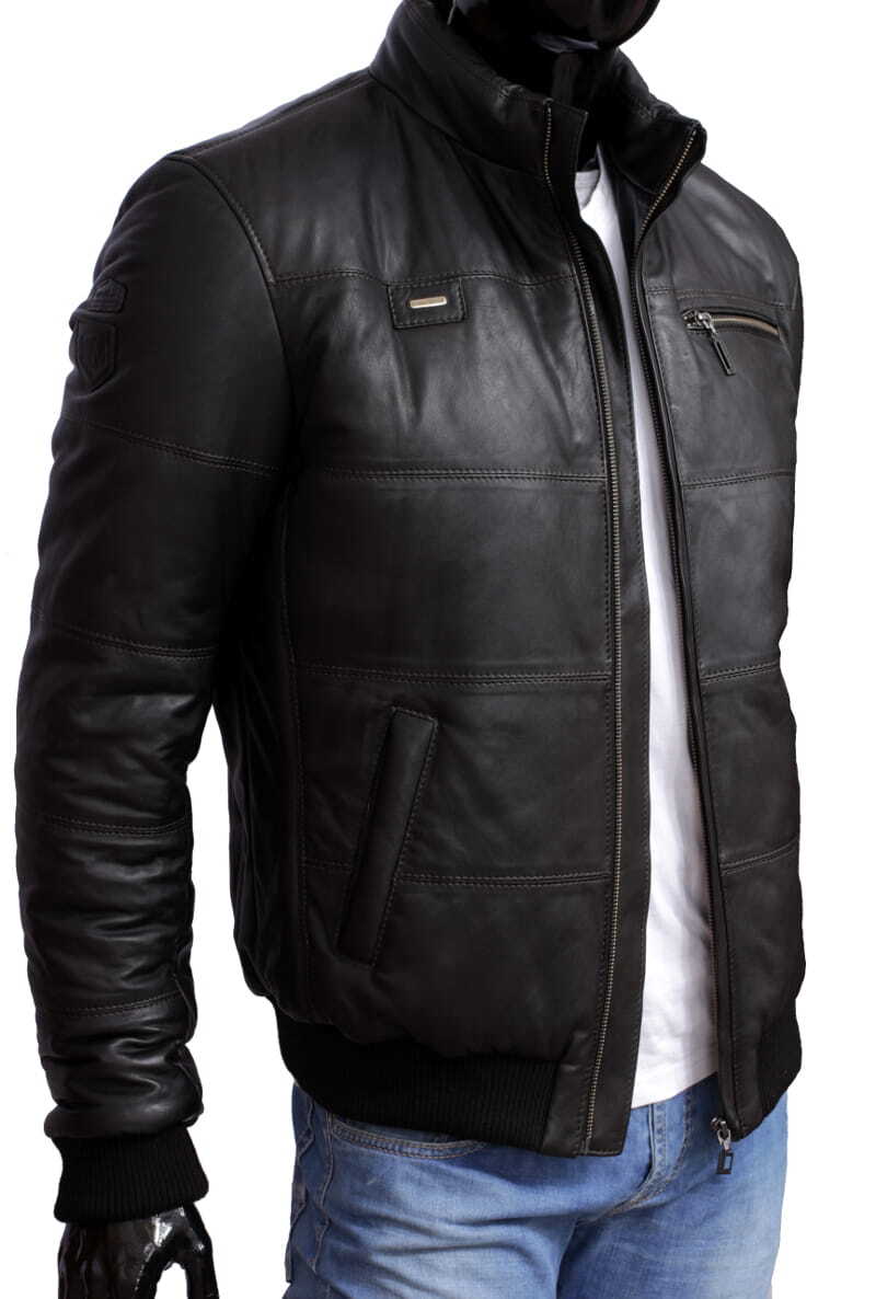 CARLO MONTI MAR450_3 - czarna kurtka bomberka męska ze ściągaczami DORJAN