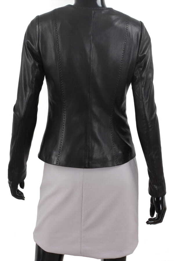 CHA450 - czarna kurtka skórzana damska w stylu kurtki chanelki DORJAN