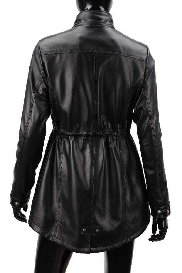 CARLO MONTI PAR450 - czarna kurtka parka damska ze skóry naturalnej DORJAN