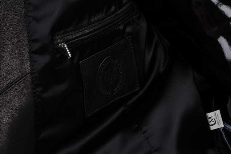 CARLO MONTI EDW450 - Ciepły pikowany płaszcz skórzany męski z kapturem DORJAN