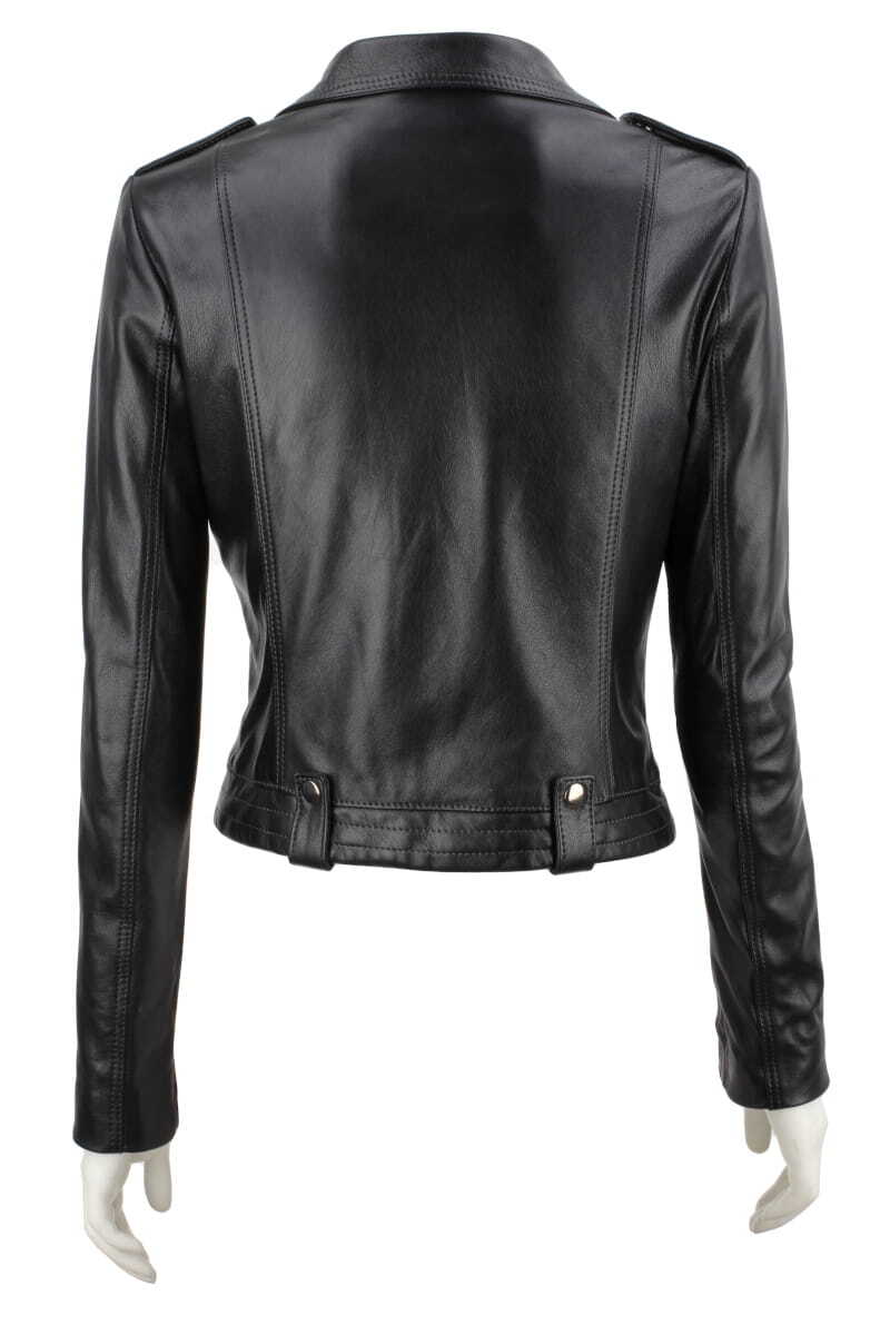 AUR450 - Rockowa ramoneska skórzana z czerwoną podszewką DORJAN